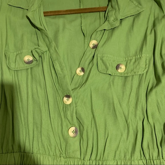 Forever 21 Girl Soul 1X Green Dress with Collar and  Tie at the waist - Picture 6 of 11
